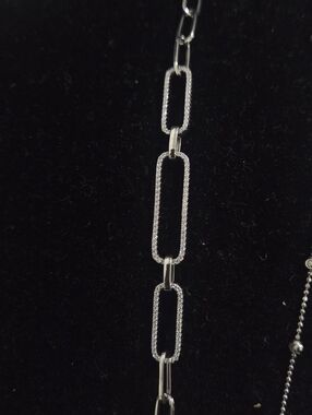 Sterling Silver Rectangular Link Bracelet - Silver